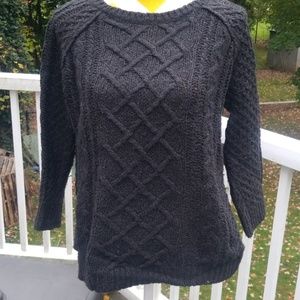 Loft cable knit sweater charcoal grey